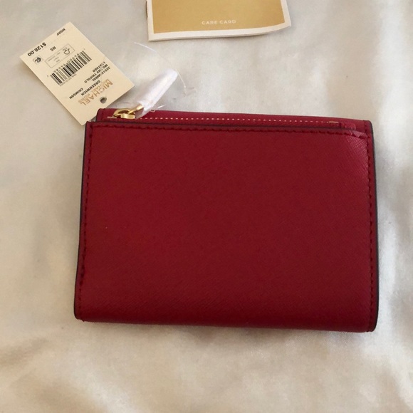 Michael Kors Greenwich Medium Envelope Leather Trifold Wallet Color Crimson NWT - Picture 6 of 16